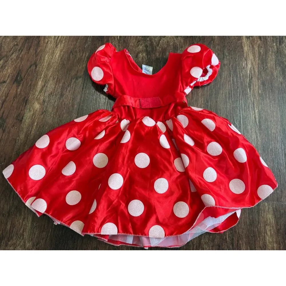 Authentic Disney Minnie Mouse Red Polka Dot Halloween Costume Dress Girls Size 3